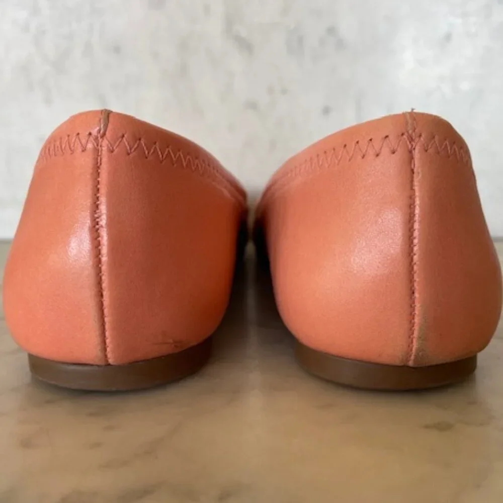 TORY BURCH Minnie Travel Ballet w/ Logo Soft Nappa Leather Sunshine 6